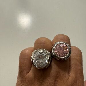 Large Rhinestone 925 Cocktail Rings